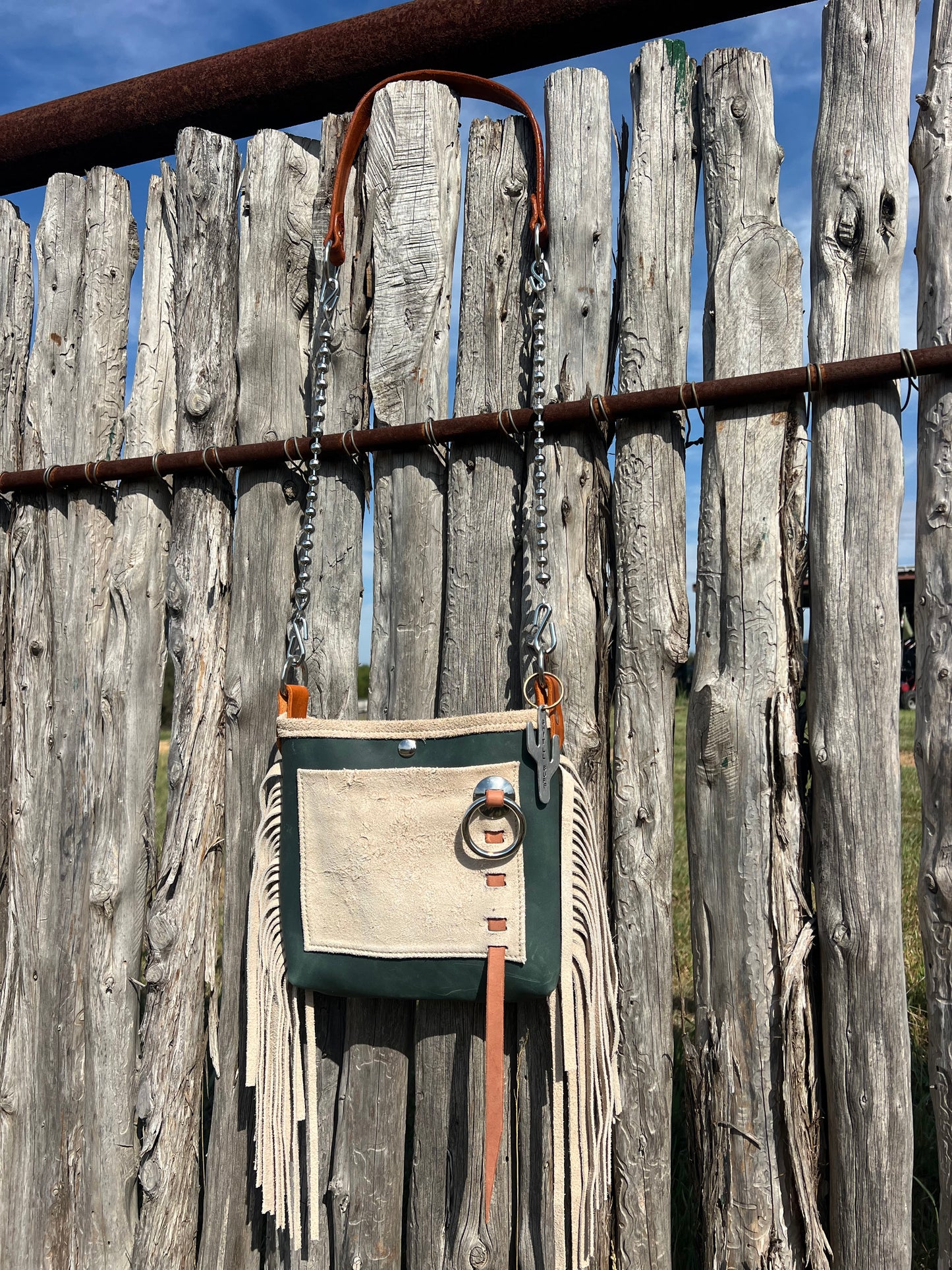 Green purse with Rein Chain Strap