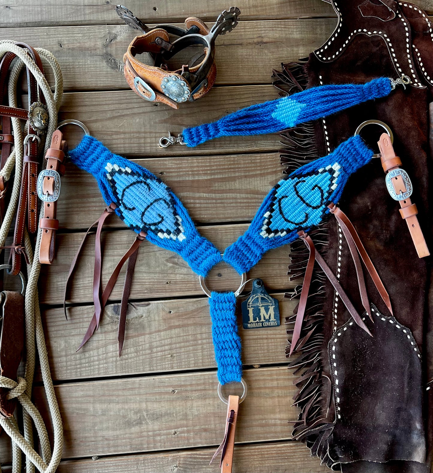 Custom breast collar with fringe + wither strap
