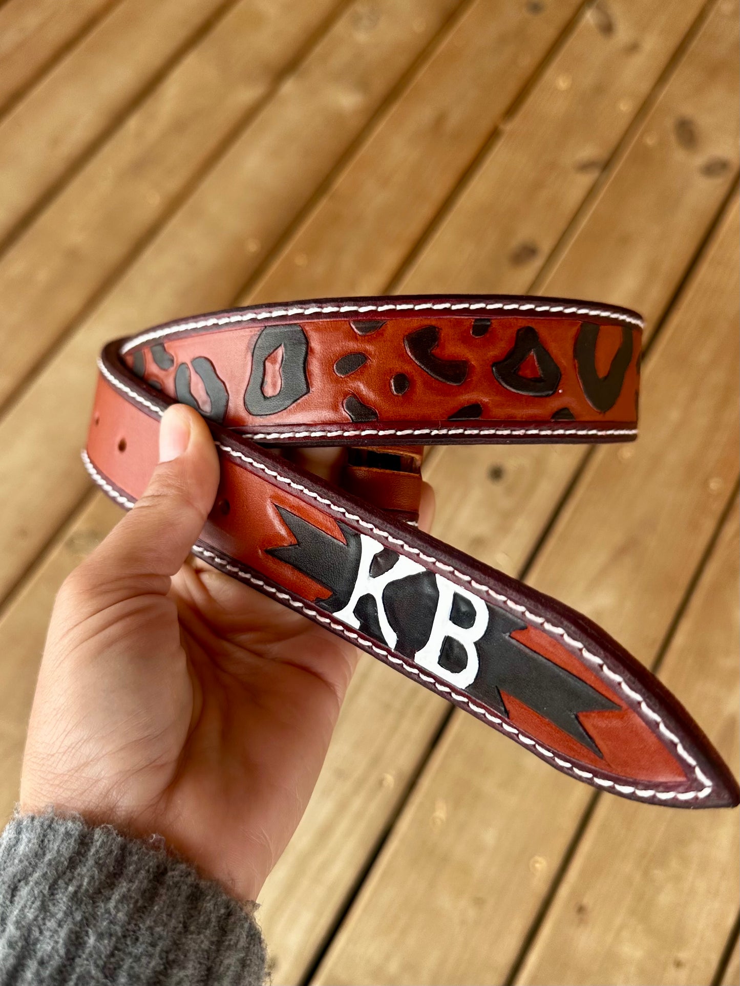 Custom cheetah/aztec belt