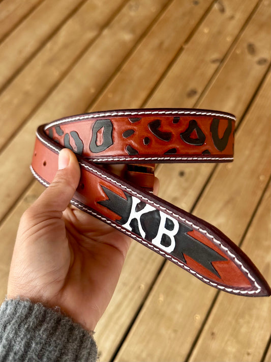 Custom cheetah/aztec belt