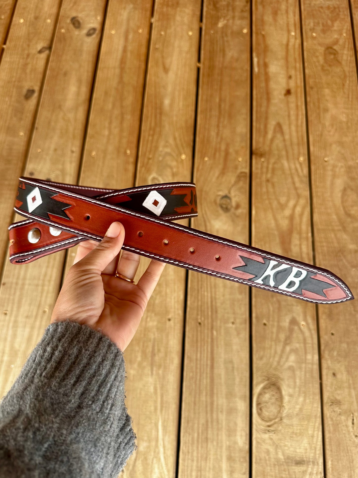 Custom cheetah/aztec belt
