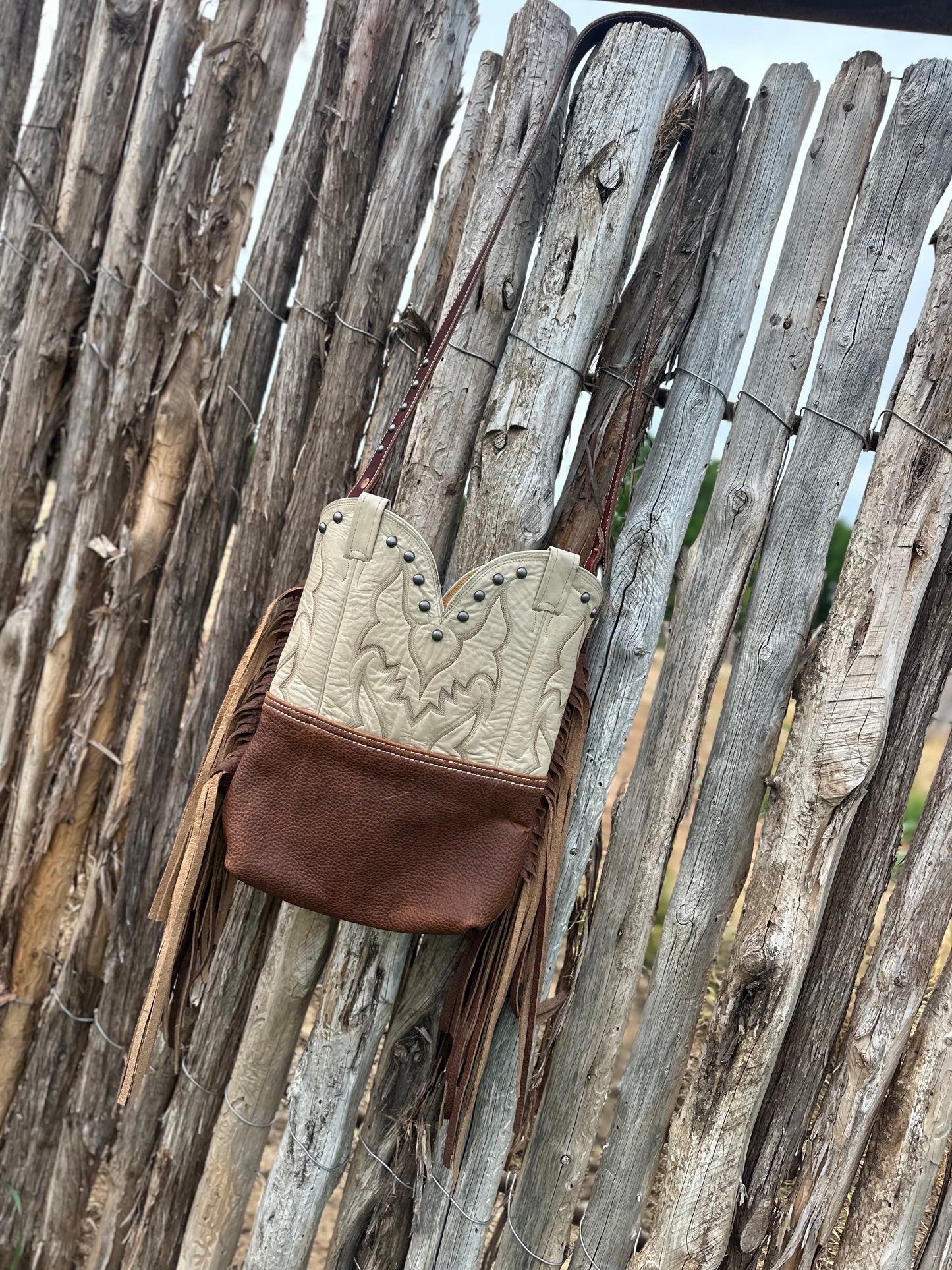Large boot purse with fringe 11”x14”