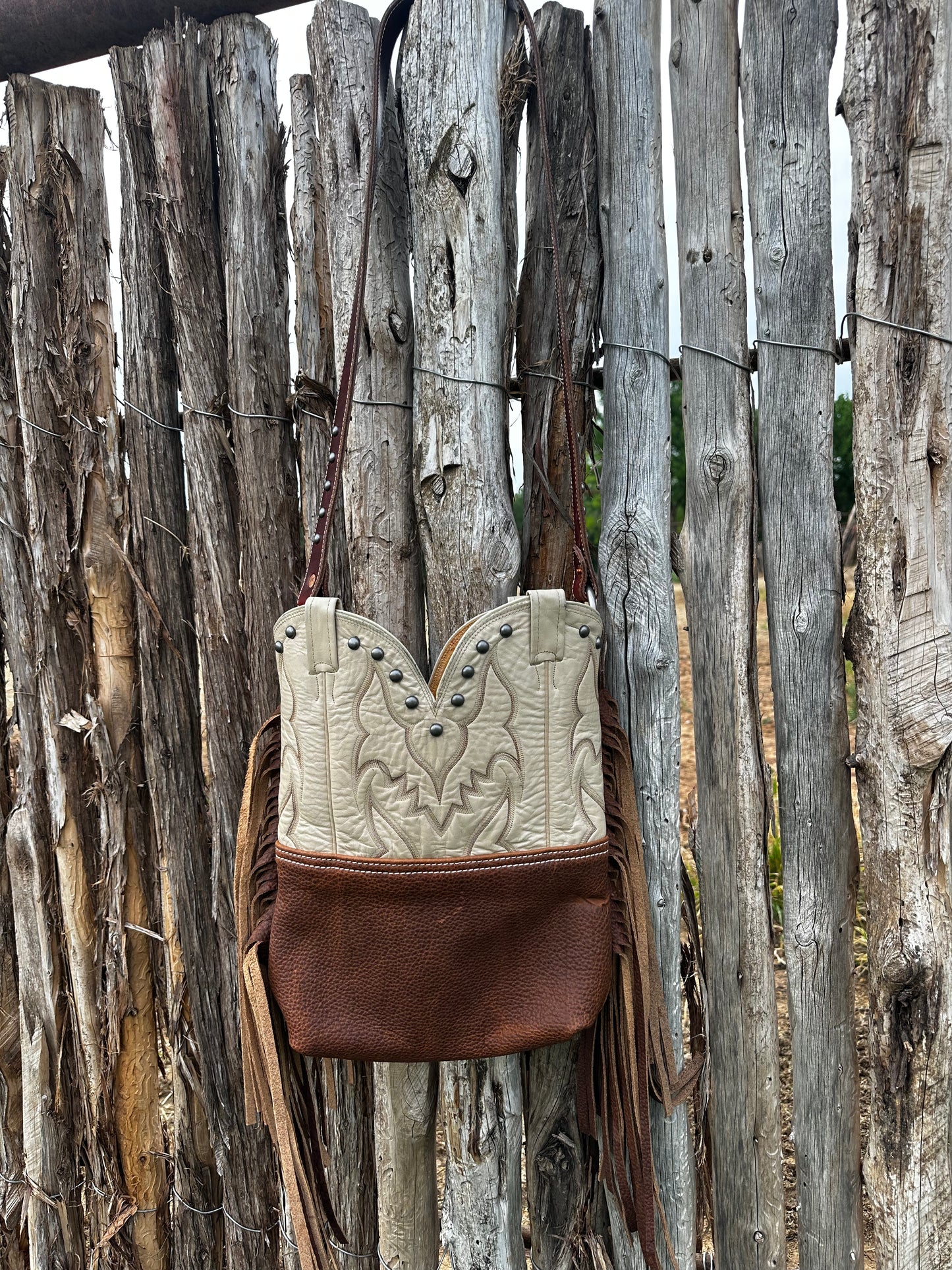 Large boot purse with fringe 11”x14”