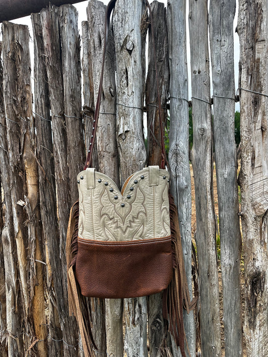 Large boot purse with fringe 11”x14”