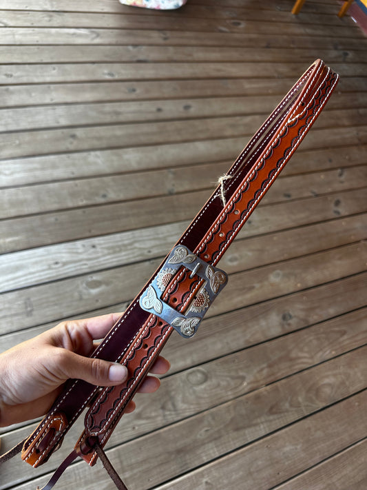 1” split ear headstall with flower buck