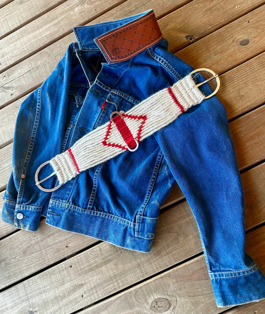 Leather collar on denim jackets